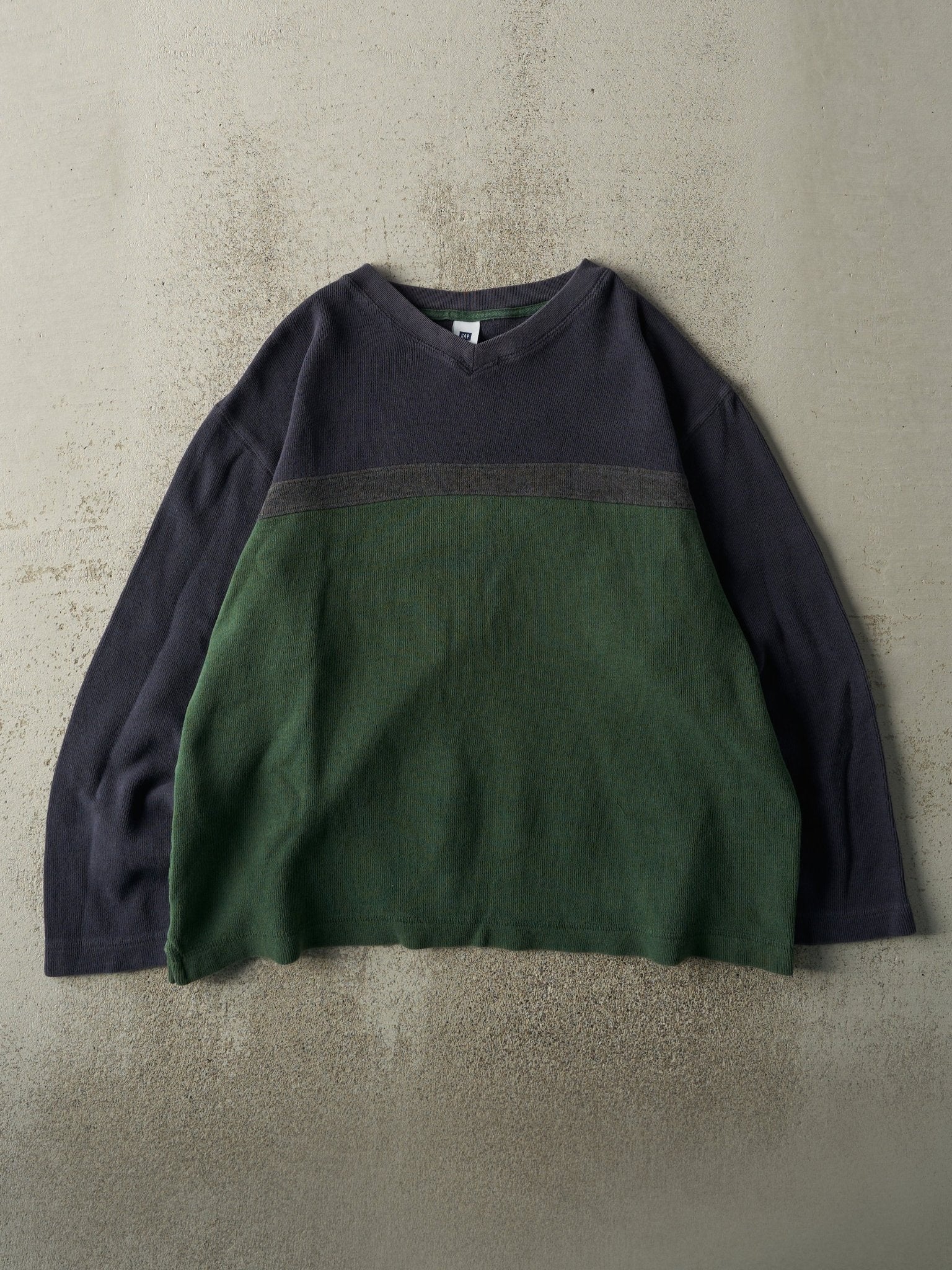 Vintage Y2K Navy Blue & Green Gap Thermal Long Sleeve (L 