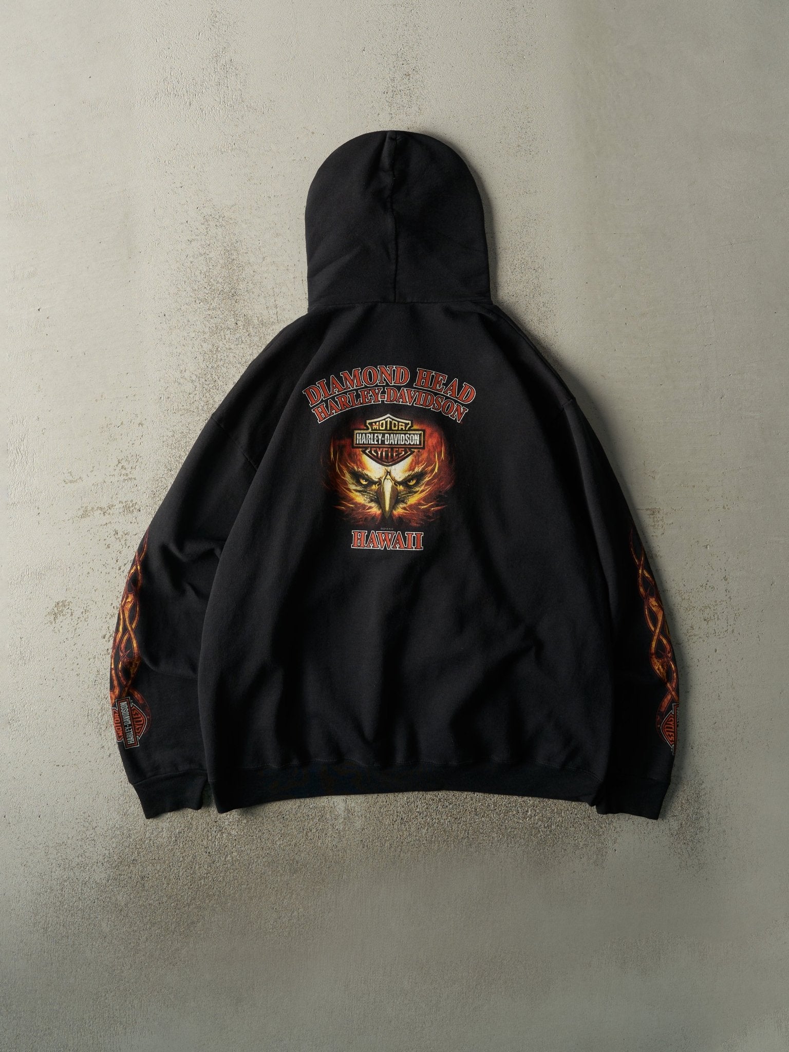 Vintage 12' Black Hawaii Harley Davidson Zip Up Hoodie (XL)