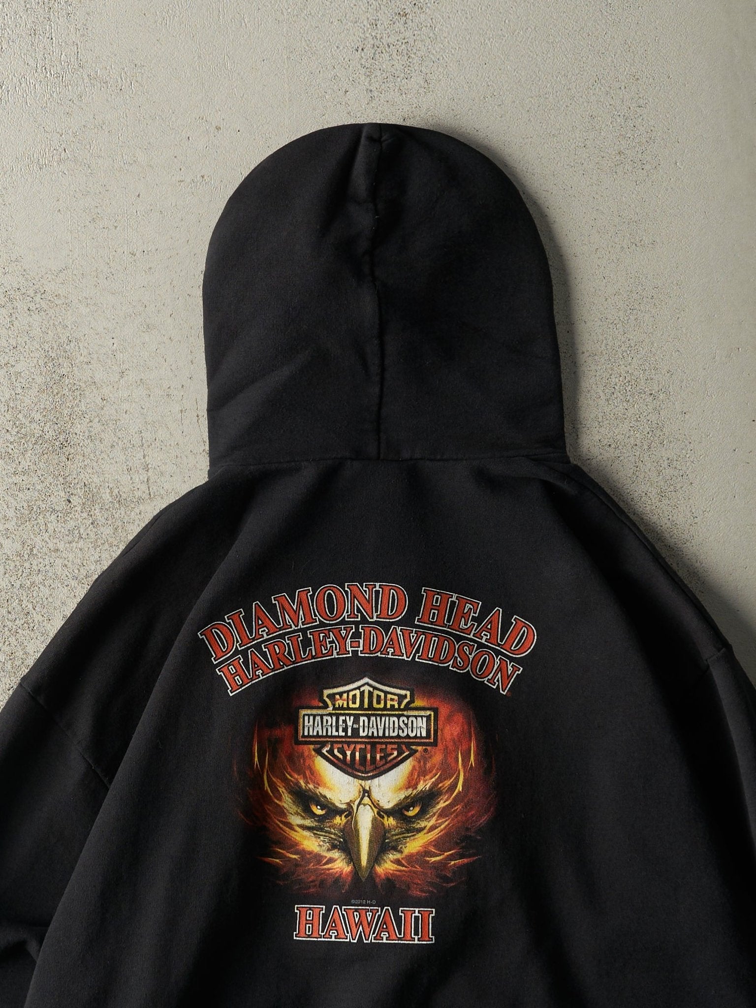 Vintage 12' Black Hawaii Harley Davidson Zip Up Hoodie (XL)