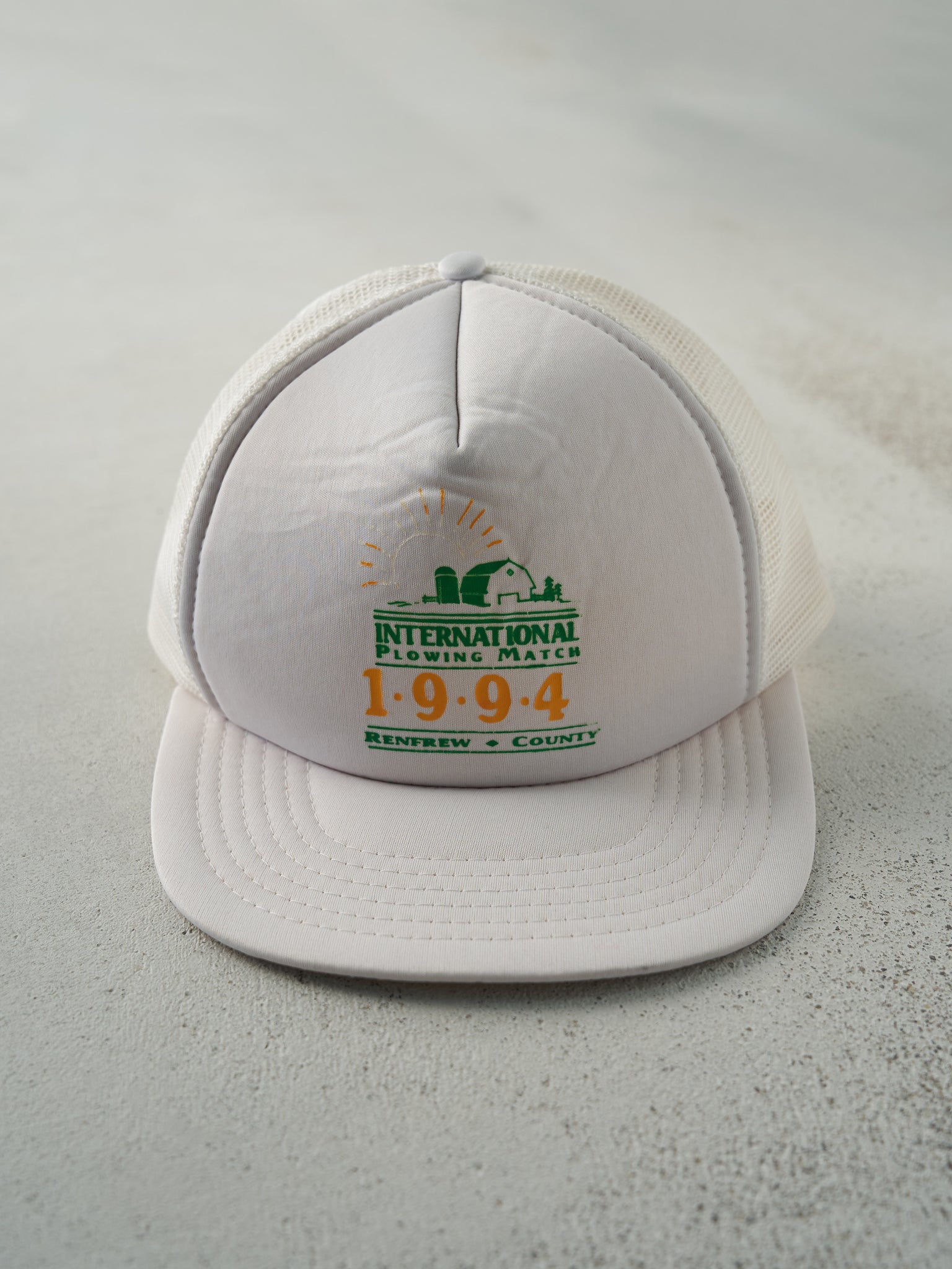 Vintage 94' White International Plowing Match Foam Trucker Hat