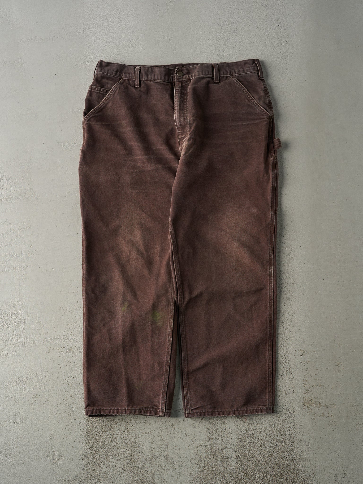 Vintage 90s Faded Brown Dungaree Fit Carhartt Carpenter Pants (37x28.5)