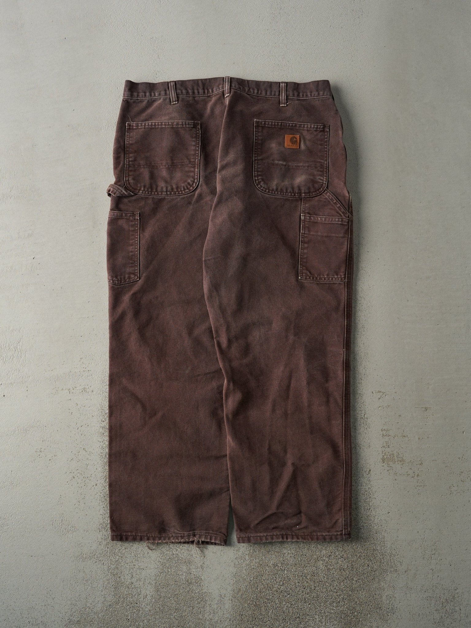 Vintage 90s Faded Brown Dungaree Fit Carhartt Carpenter Pants (37x28.5)