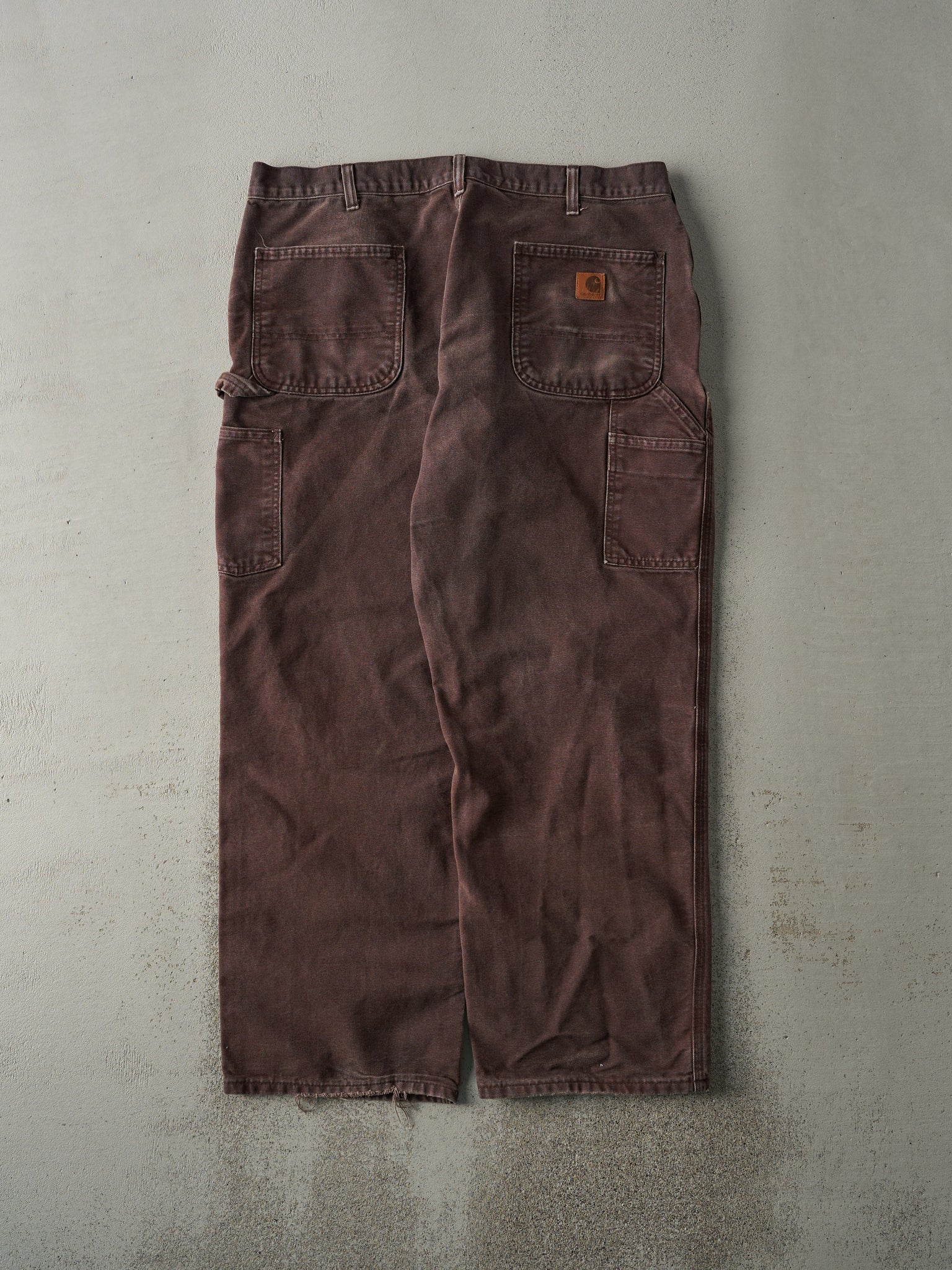 Vintage 90s Faded Brown Dungaree Fit Carhartt Carpenter Pants (37x28.5)