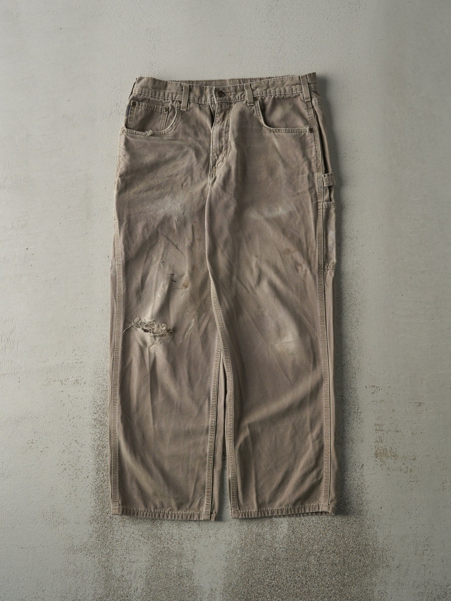 Vintage Y2K Beige Carhartt Light Weight Carpenter Pants (32x28.5)