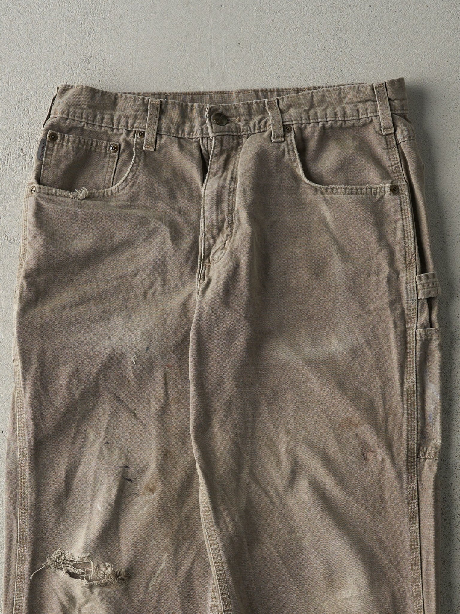 Vintage Y2K Beige Carhartt Light Weight Carpenter Pants (32x28.5)
