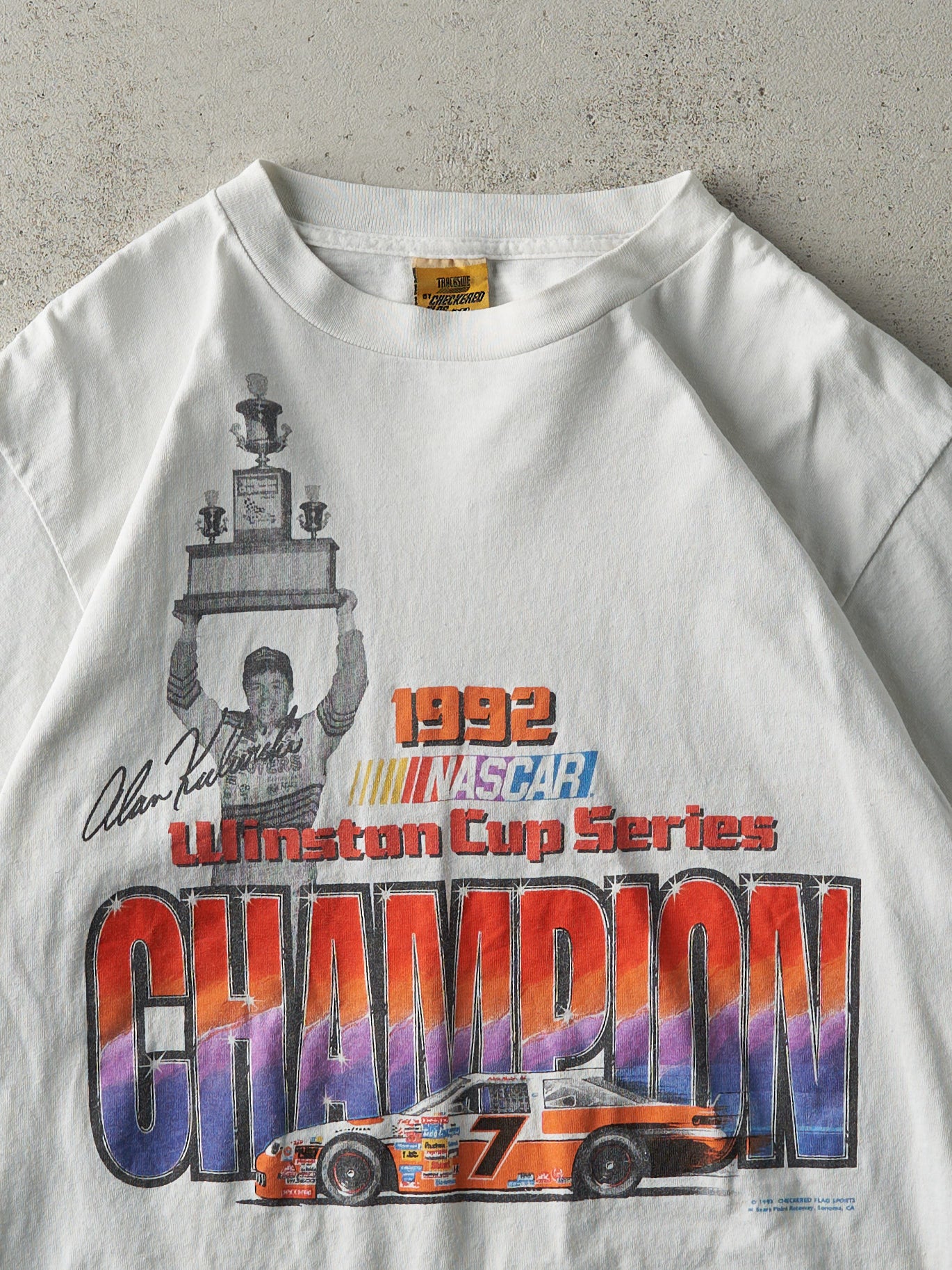 Vintage 92' White Winston Cup Series Champion Alan Kulwicki Single Stitch Racing Tee (S/M)