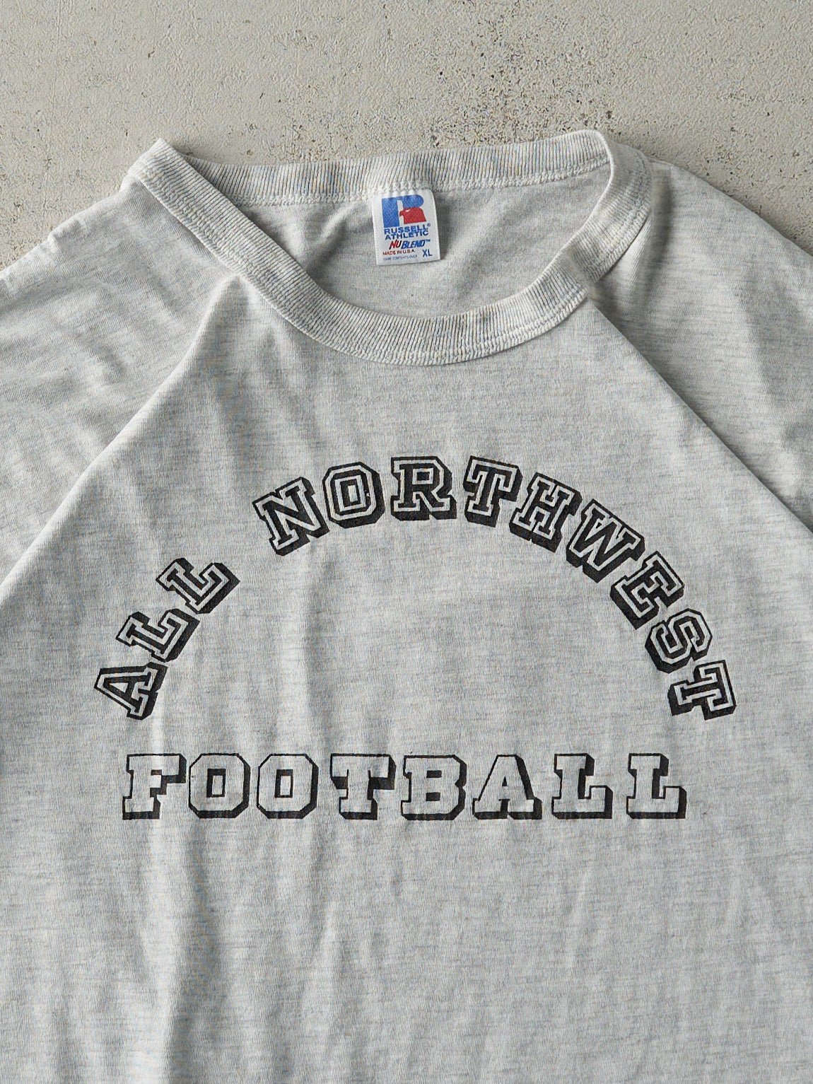 Vintage 90s Heather Grey All Northwest Football Russell Athletic Tee (L)