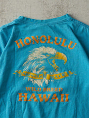 Vintage 90' Blue 3D Emblem Honolulu Hawaii Harley Davidson Tee (M)