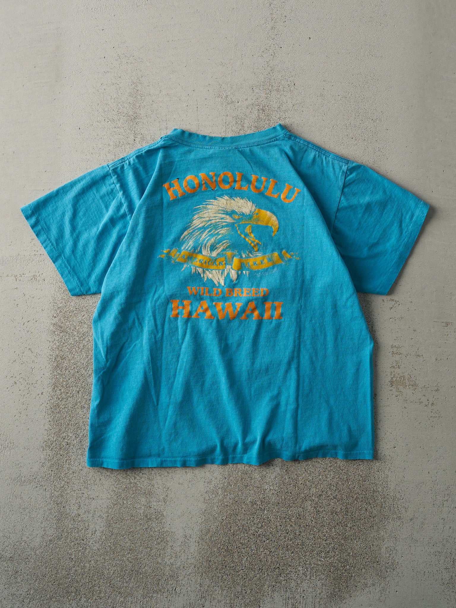 Vintage 90' Blue 3D Emblem Honolulu Hawaii Harley Davidson Tee (M)