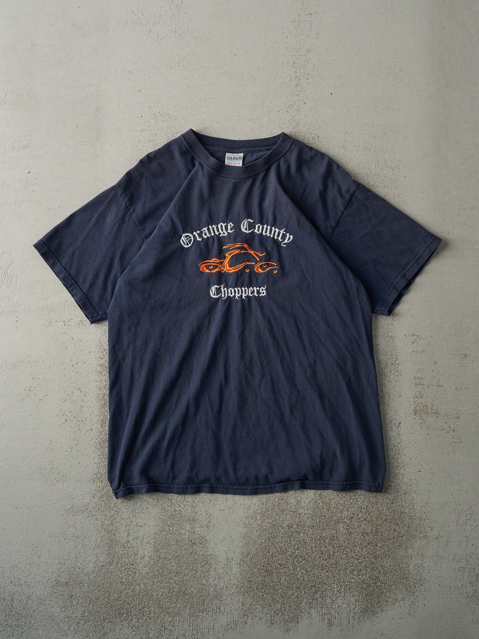 Vintage Y2K Navy Blue Embroidered Orange County Choppers Tee (M)