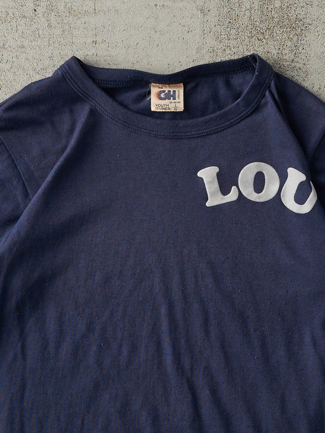 Vintage 70s Navy Blue Lou Ringer Baby Tee (XS)