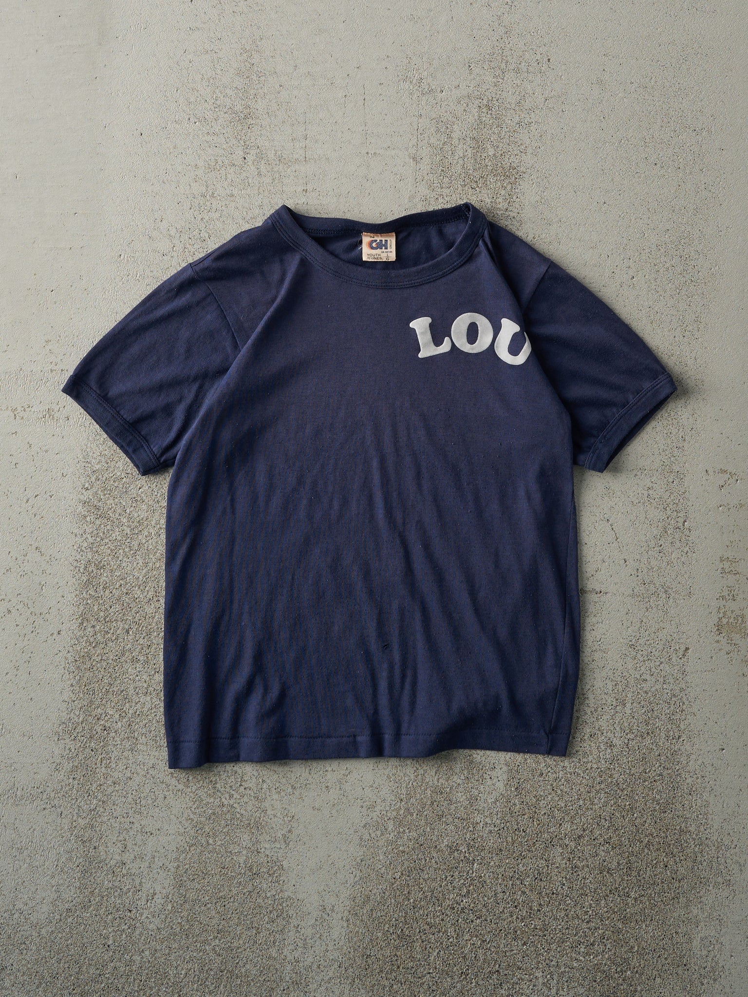 Vintage 70s Navy Blue Lou Ringer Baby Tee (XS)