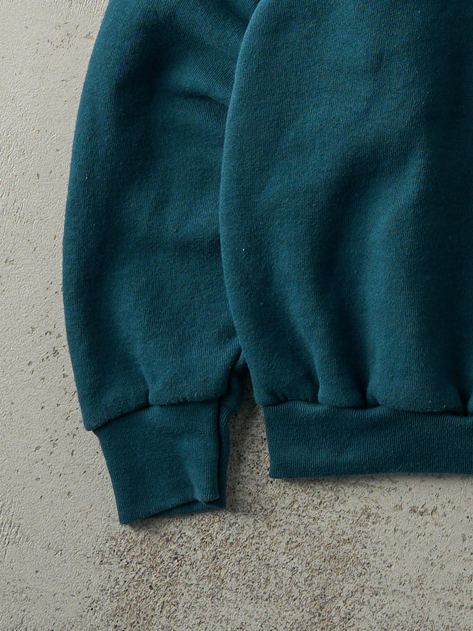 Vintage 80s Teal Blank Boxy Crewneck (M)