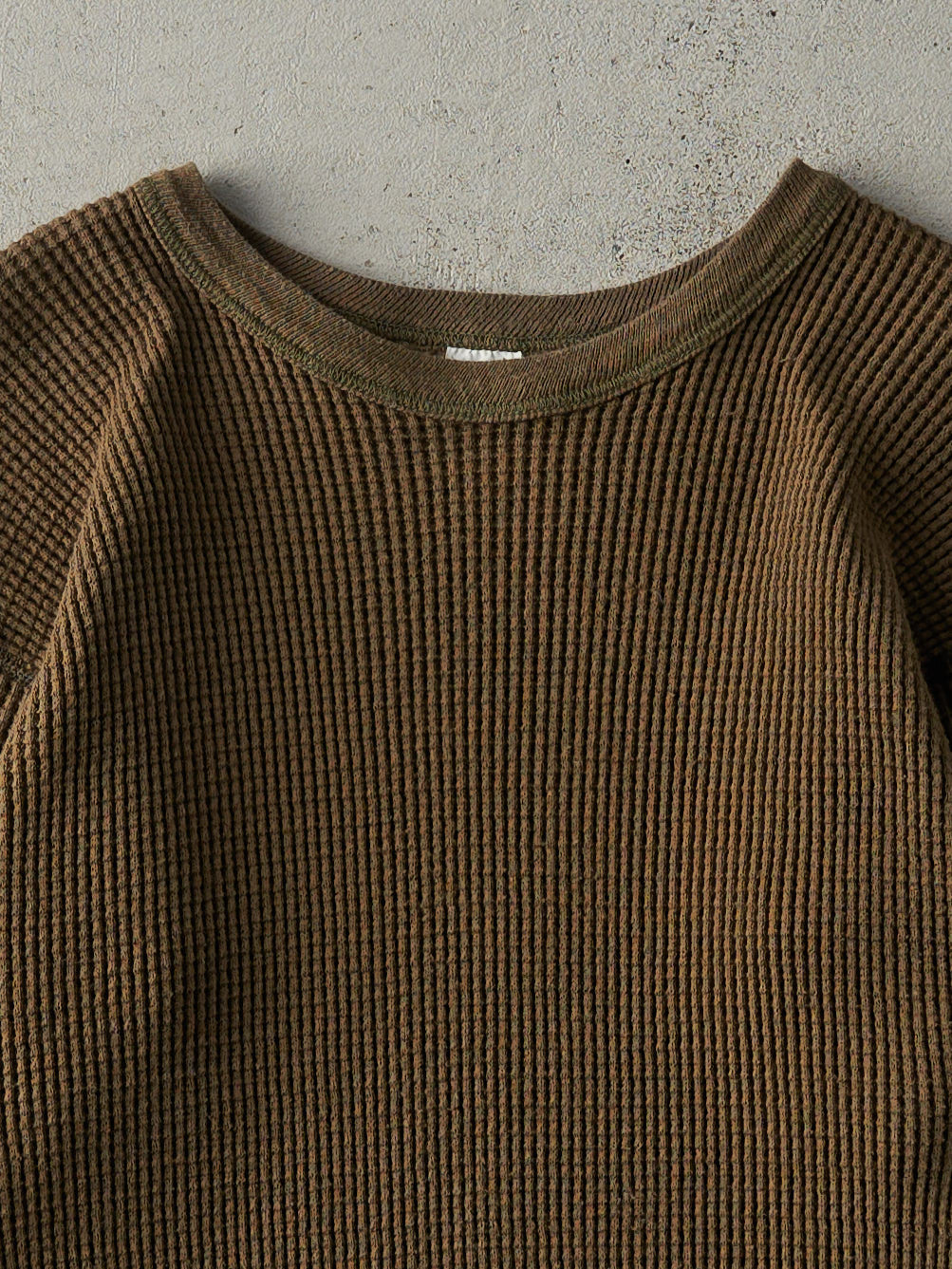 Vintage 90s Brown Waffle Knit Thermal Long Sleeve (XS)