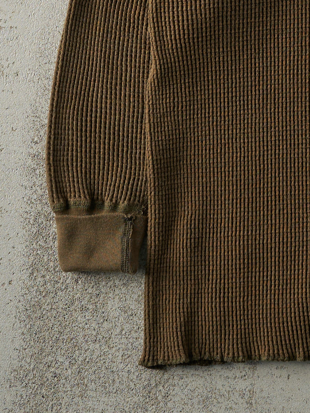 Vintage 90s Brown Waffle Knit Thermal Long Sleeve (XS)