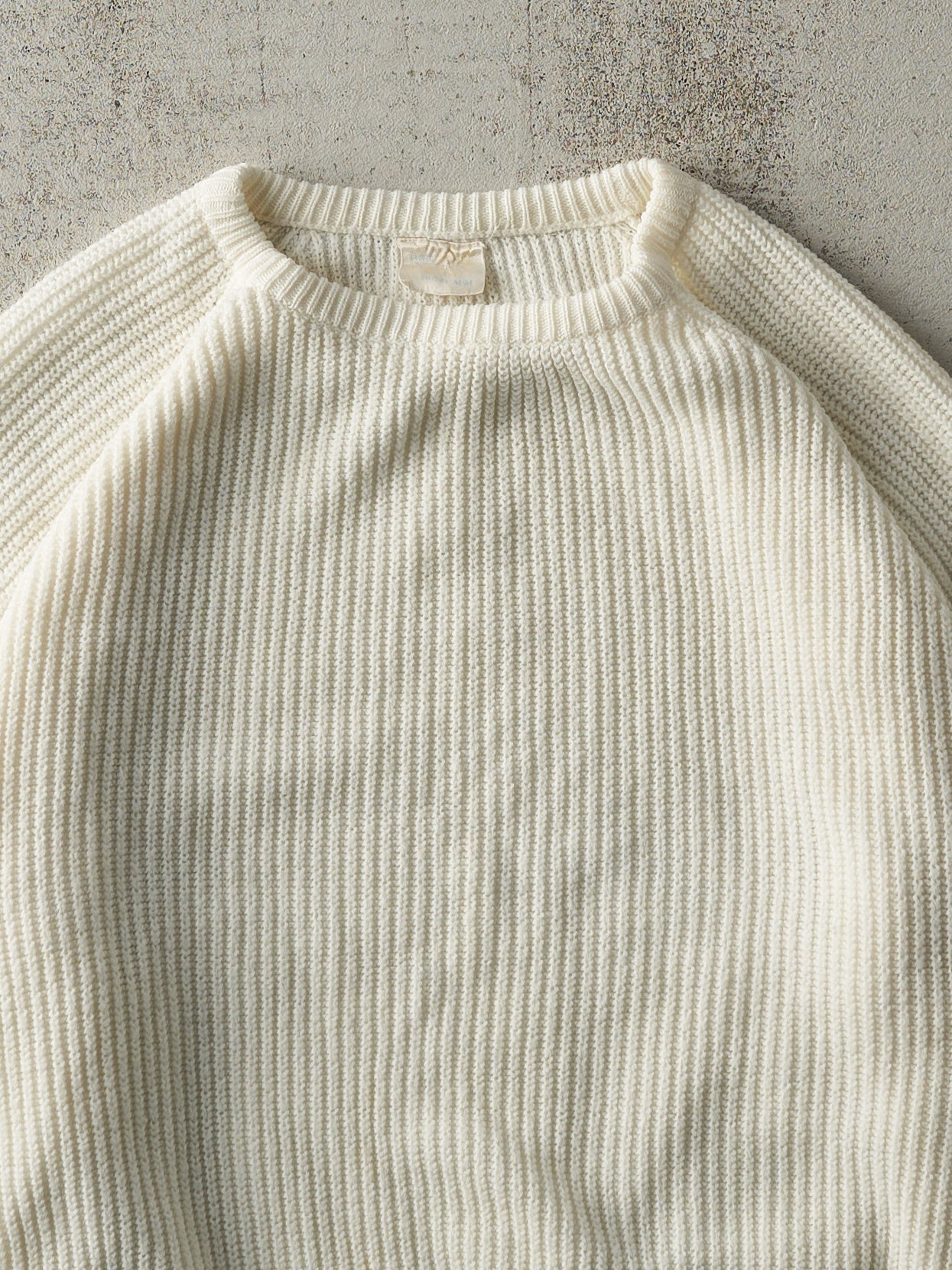 Vintage 80s Cream Fisherman Knit Pullover (M)