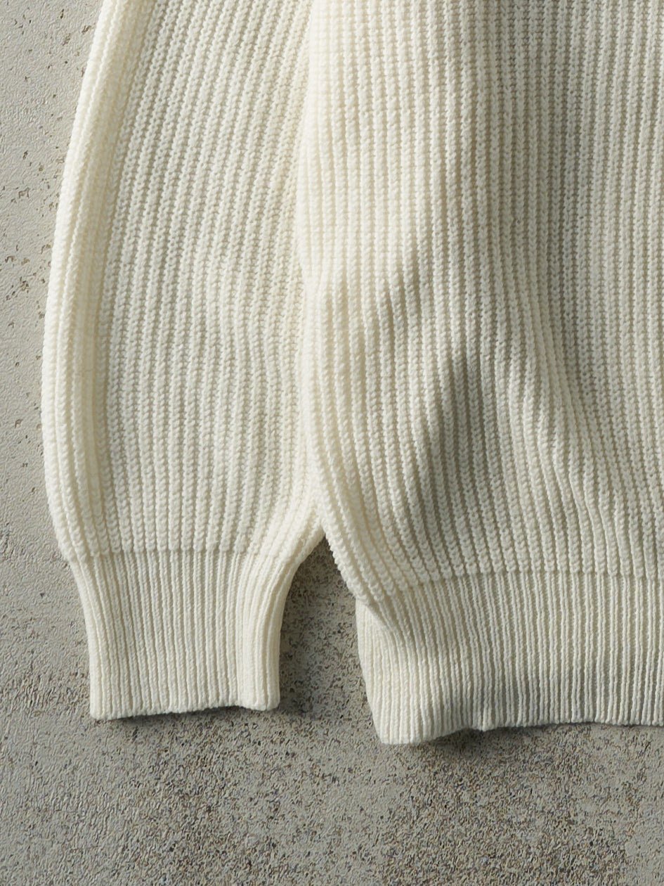 Vintage 80s Cream Fisherman Knit Pullover (M)