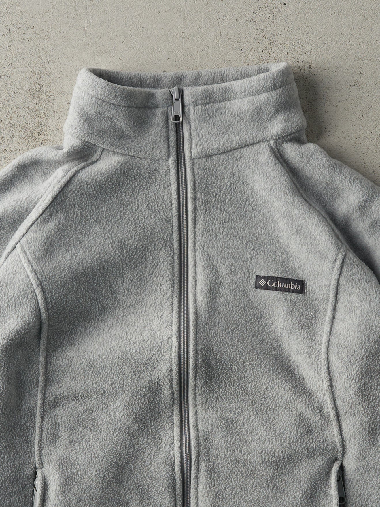 Vintage Y2K Grey Columbia Fleece Zip Up Sweater (M)