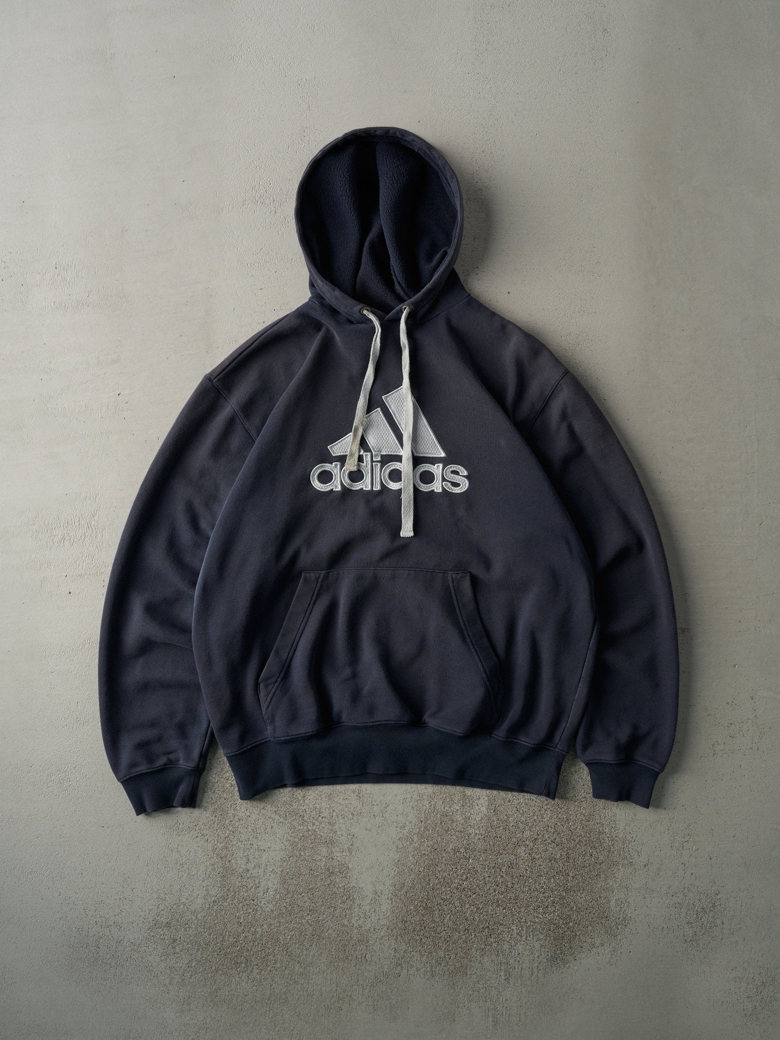 Vintage Y2K Navy Blue Embroidered Adidas Hoodie (XL)