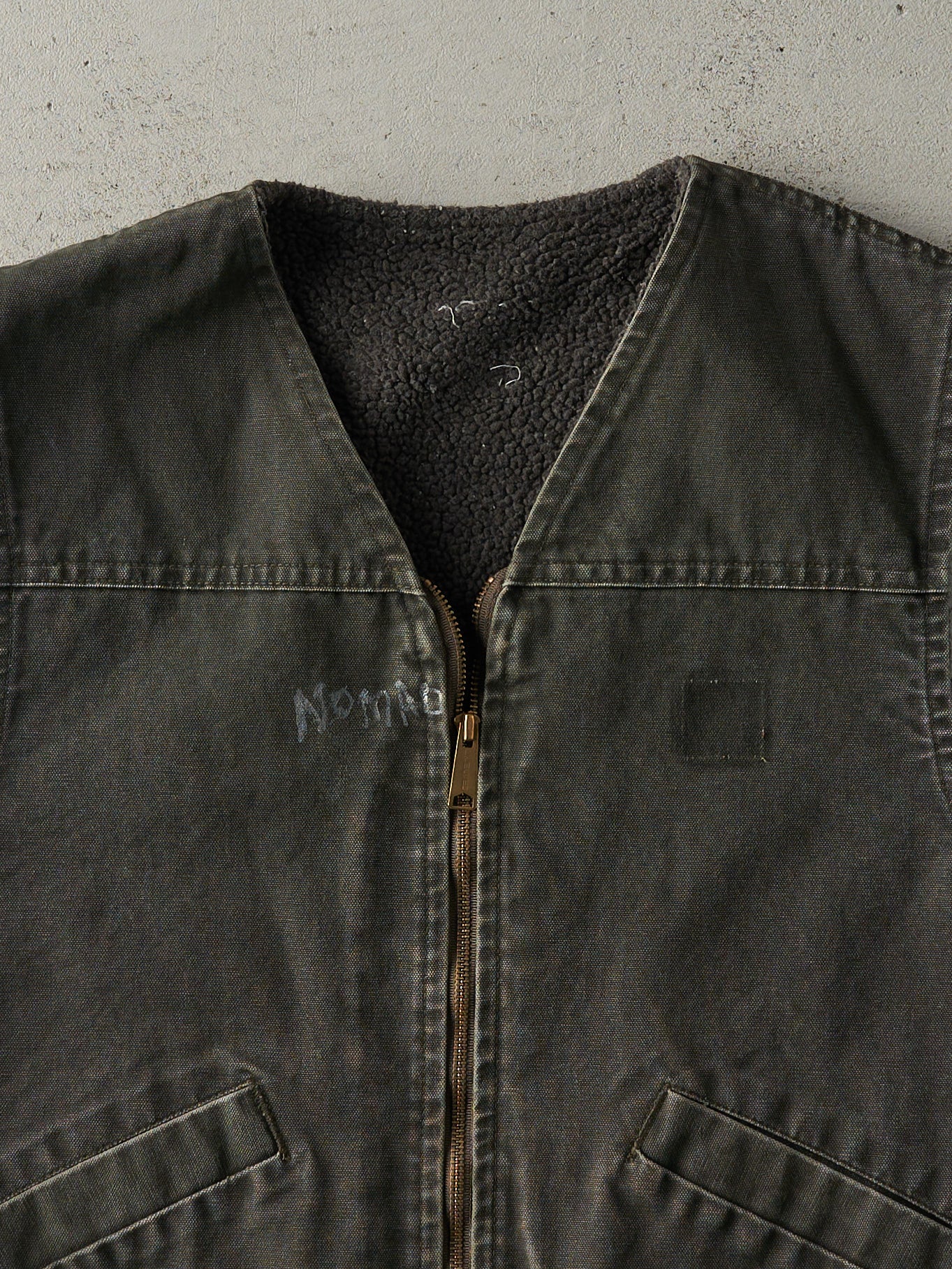 Vintage Y2K Green Carhartt Sherpa Lined Vest (M)