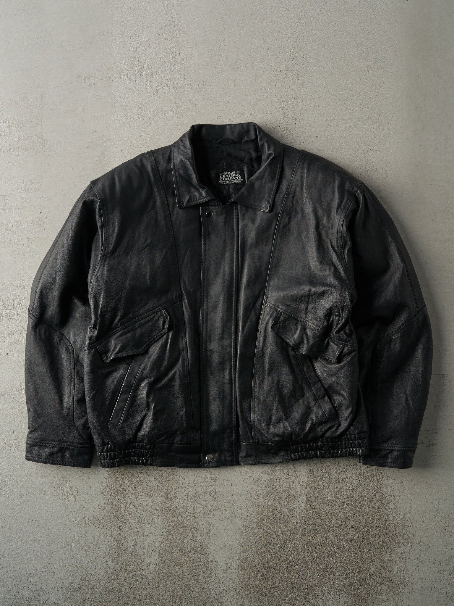 Vintage 90s Black Rich Leather Company Leather Jacket (M)