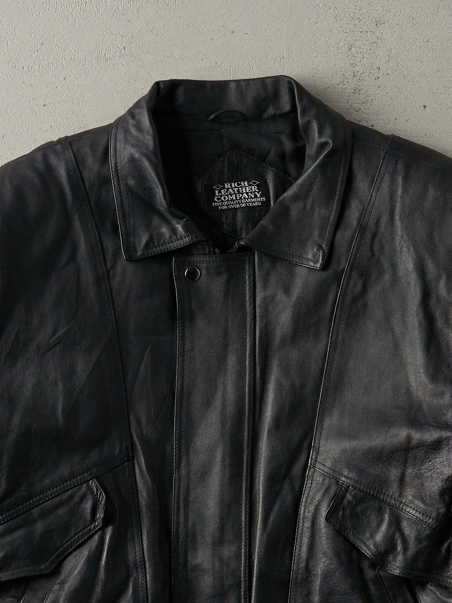 Vintage 90s Black Rich Leather Company Leather Jacket (M)