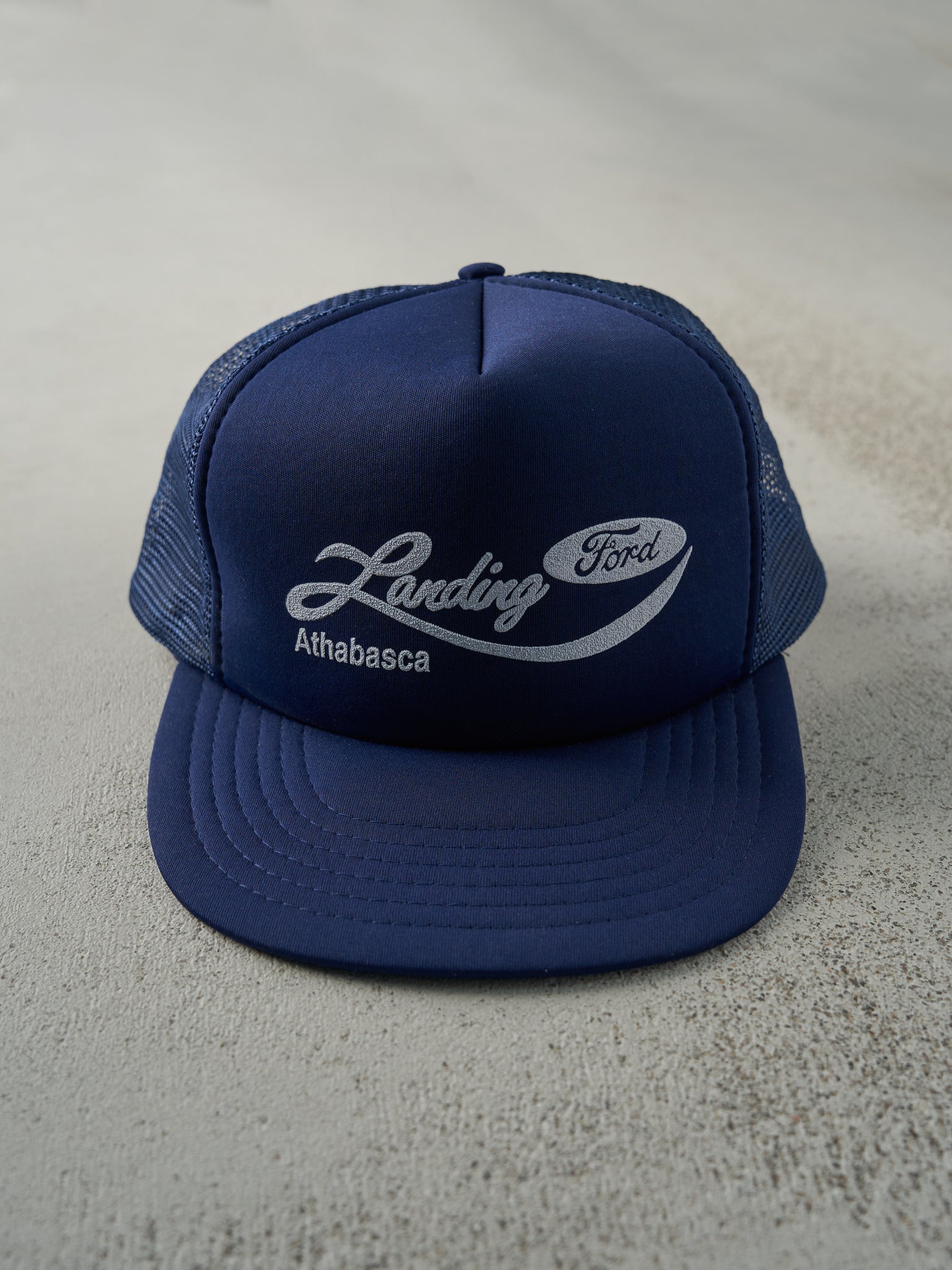 Vintage 90s Navy Blue Ford Landing Foam Trucker Hat