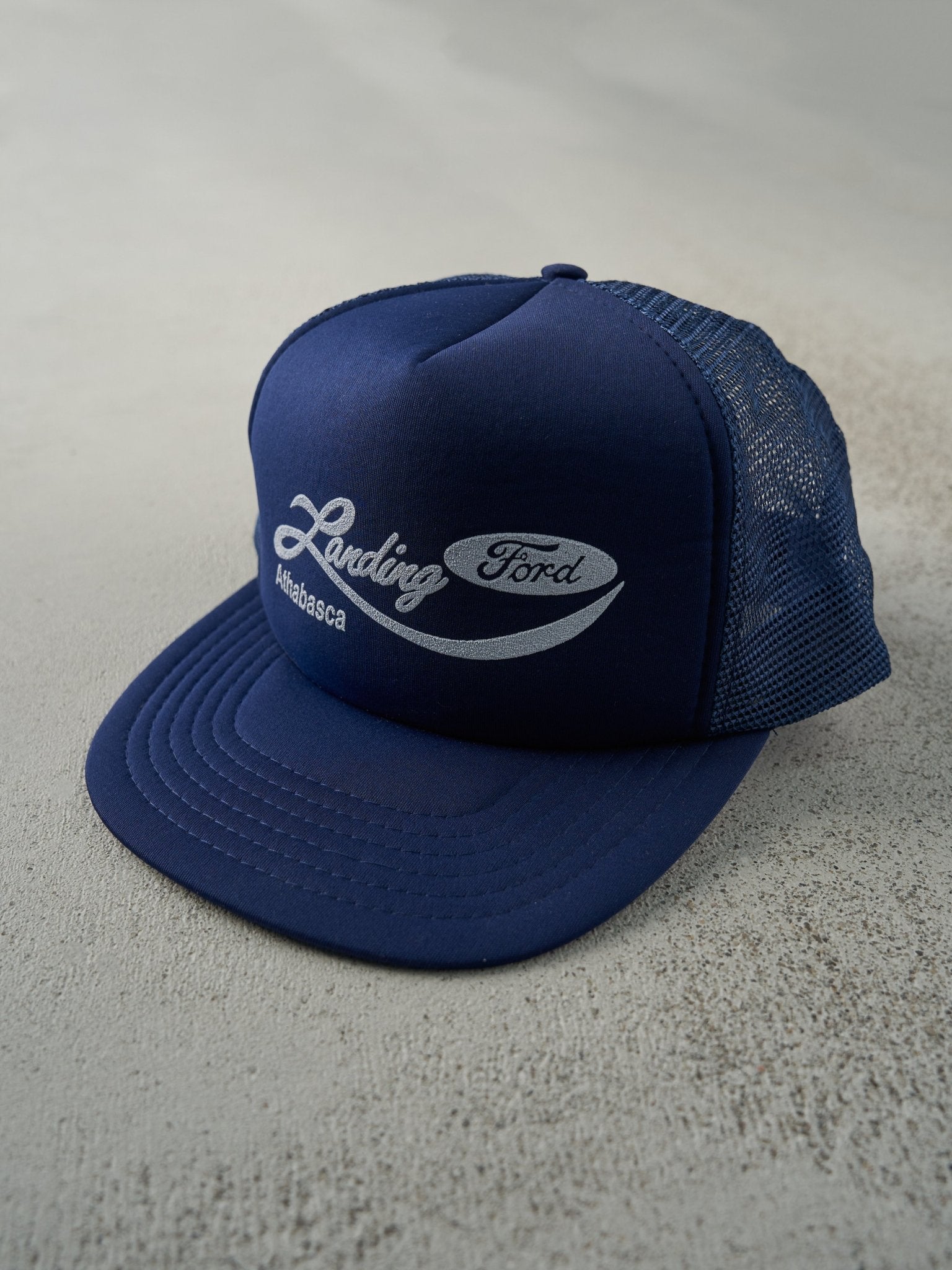 Vintage 90s Navy Blue Ford Landing Foam Trucker Hat