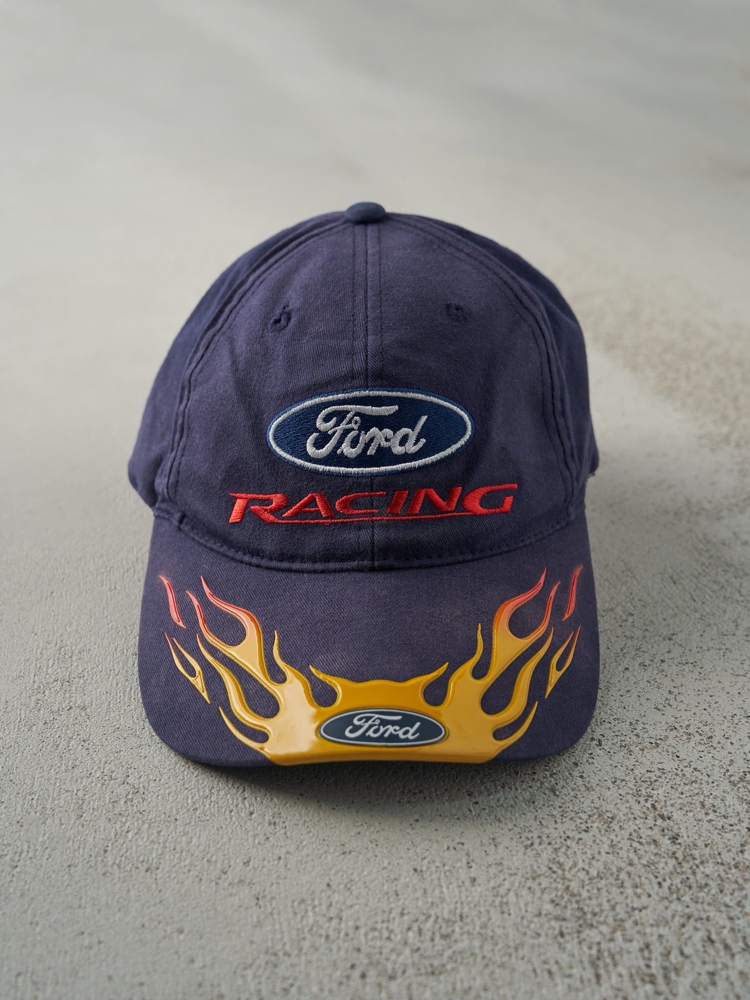 Vintage Y2K Navy Blue Ford Racing Nascar Embroidered Velcro Back Hat