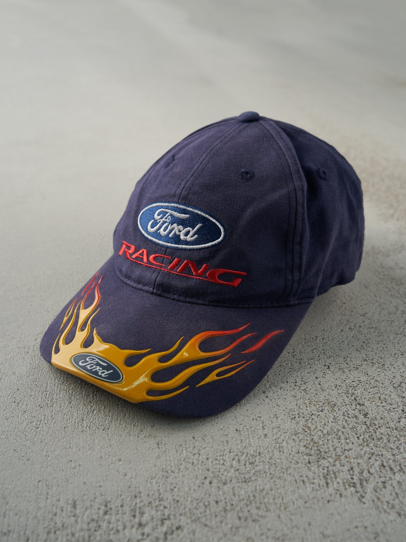 Vintage Y2K Navy Blue Ford Racing Nascar Embroidered Velcro Hat