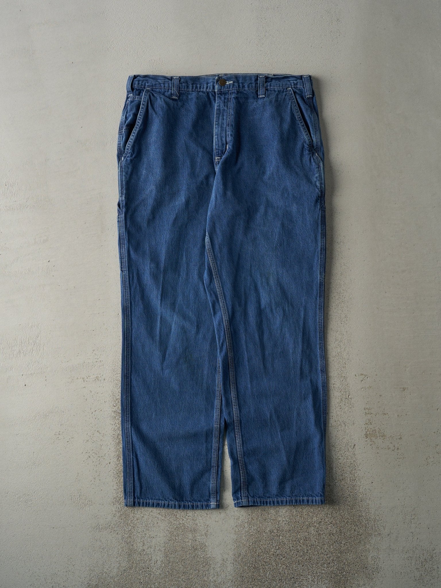 Vintage Y2K Dark Wash Dungaree Fit Carhartt Work Jeans (36x31)