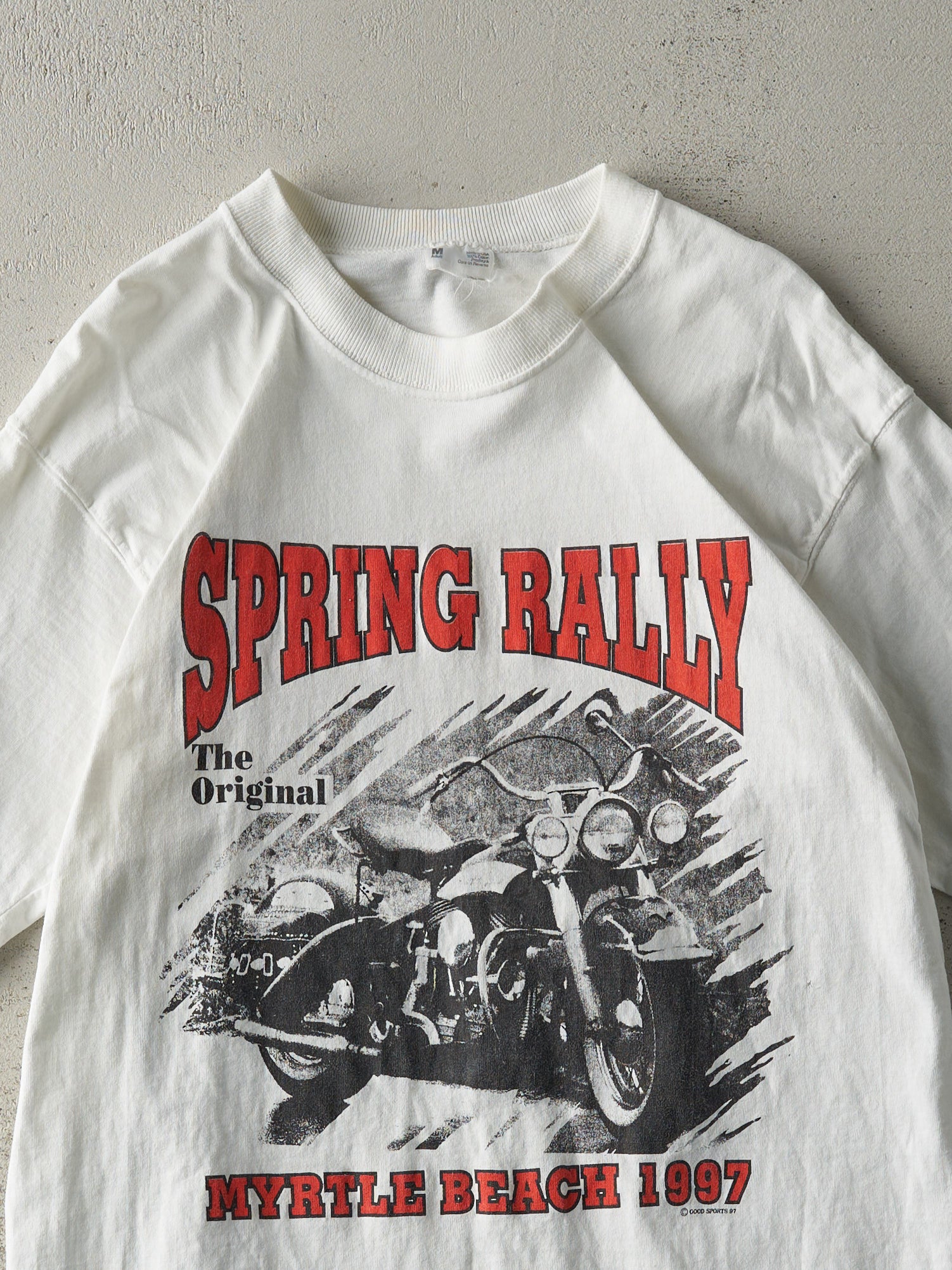 Vintage 97' White Myrtle Beach Spring Bike Rally Tee (S/M)