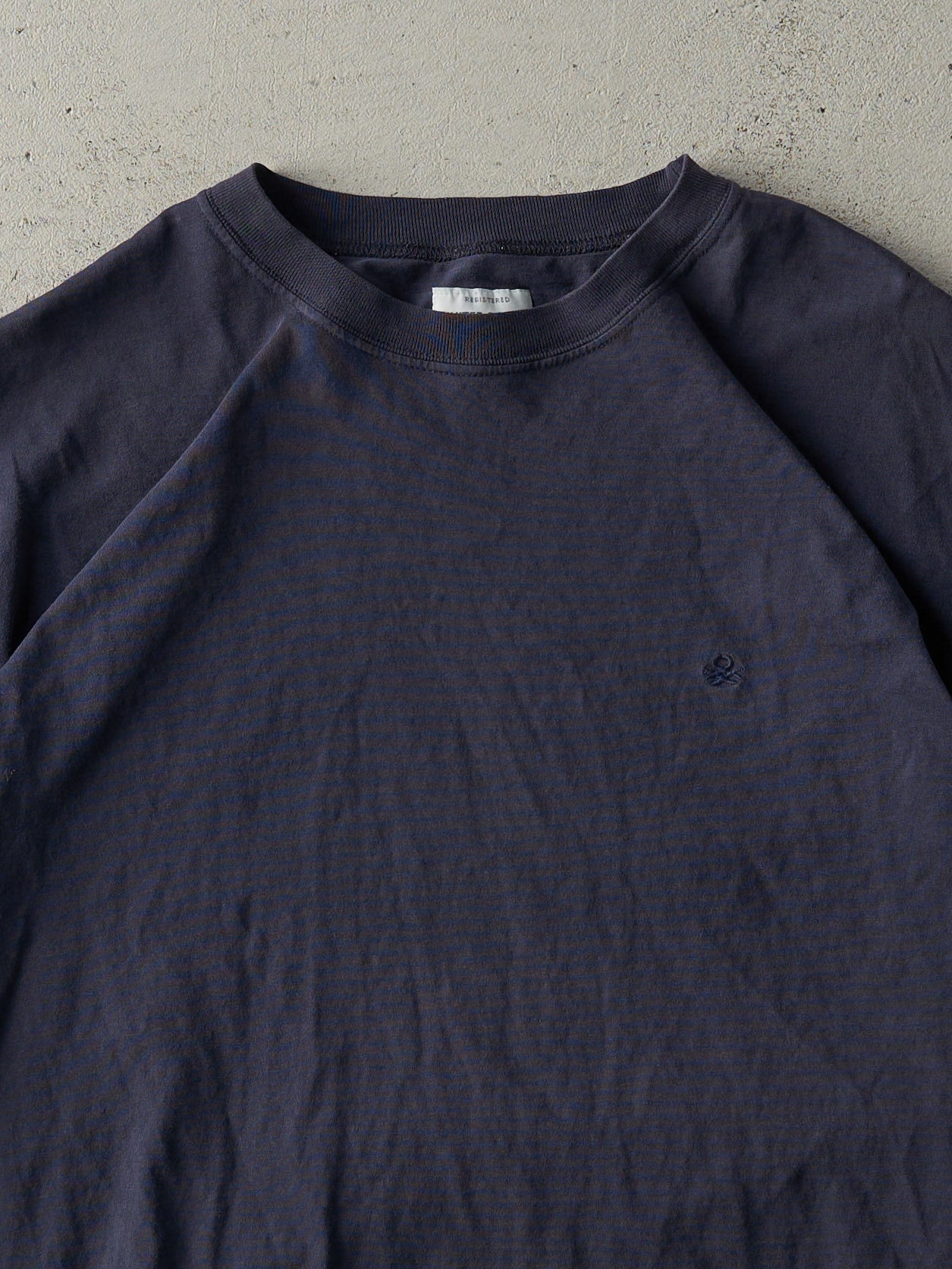 Vintage 90s Navy Blue Embroidered Logo Tee (M)