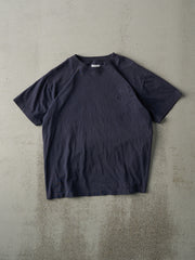 Vintage 90s Navy Blue Embroidered Logo Tee (M)