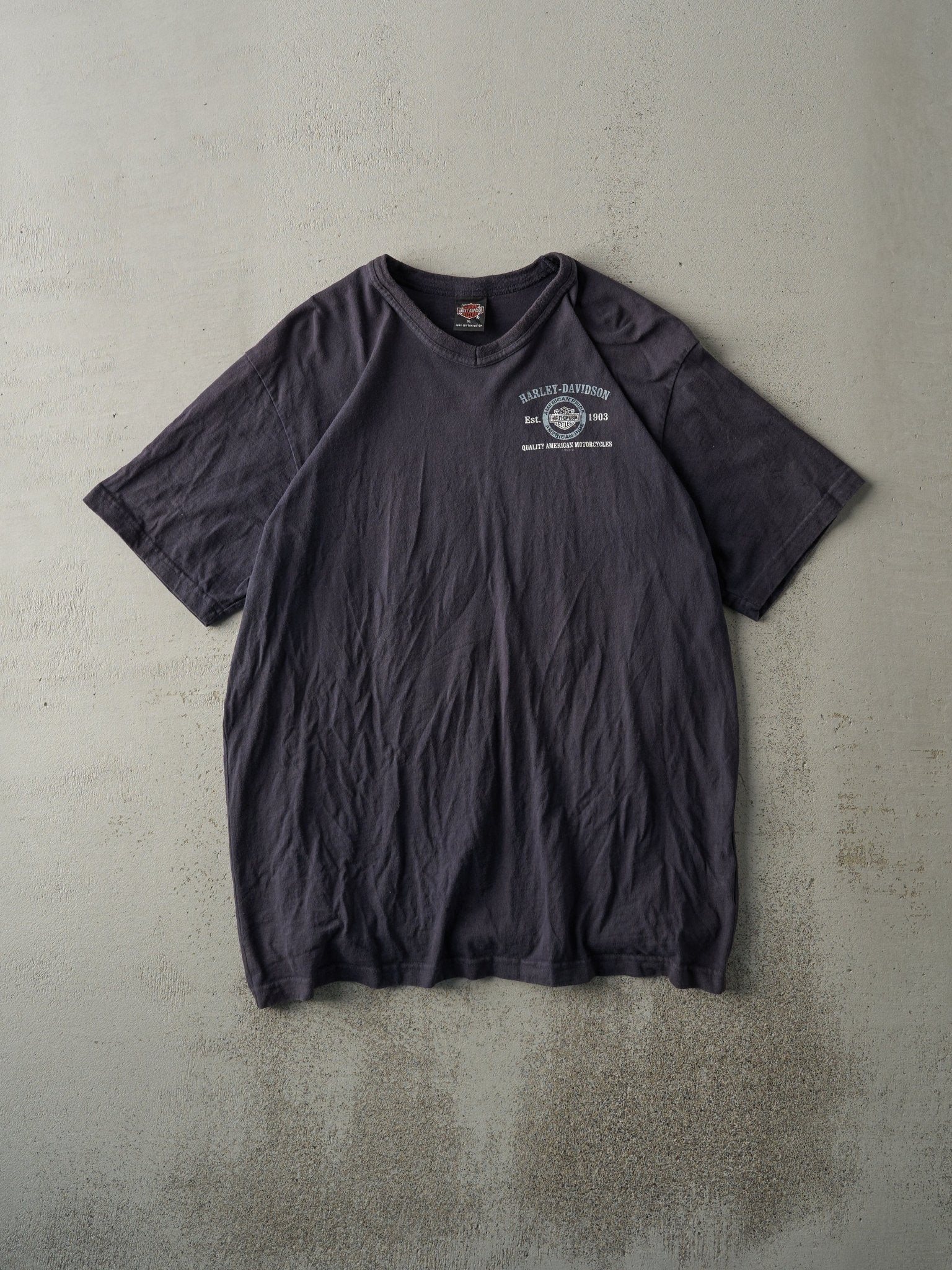 Vintage 99' Navy Blue Downtown Seattle Harley Davidson Tee (M/L)