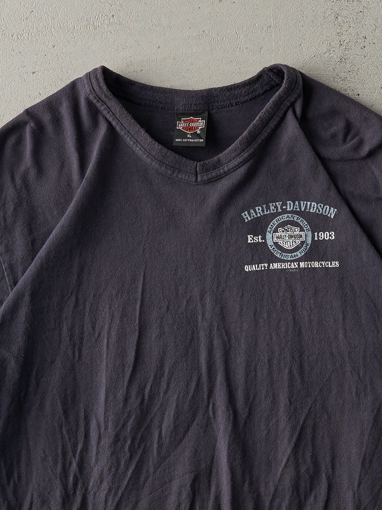 Vintage 99' Navy Blue Downtown Seattle Harley Davidson Tee (M/L)