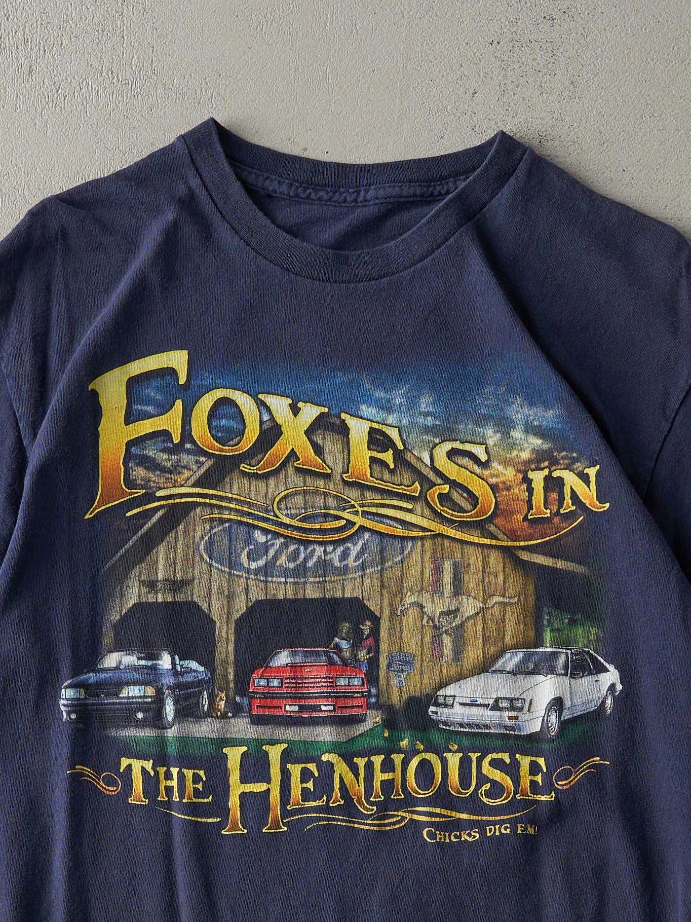 Vintage Y2K Navy Blue Ford "Foxes in The Henhouse" Tee (M)