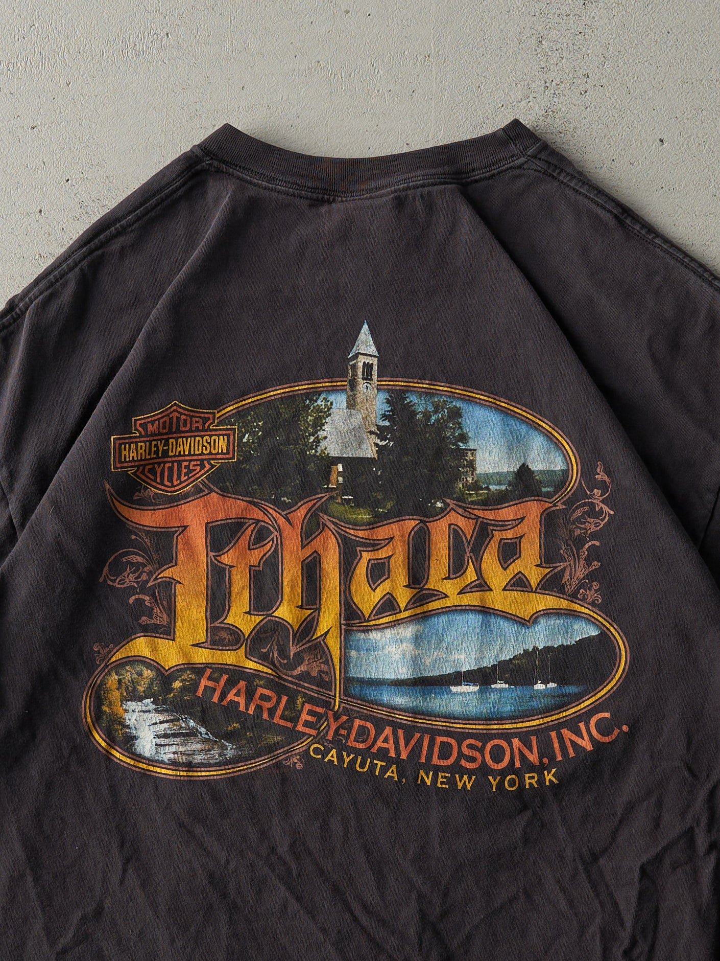 Vintage 08' Black Cayuta New York Harley Davidson Tee (M/L)