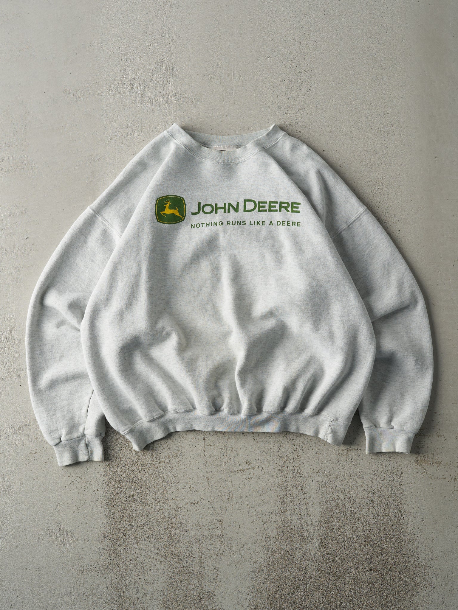 Vintage 90s Heather Grey John Deere Boxy Crewneck (L)