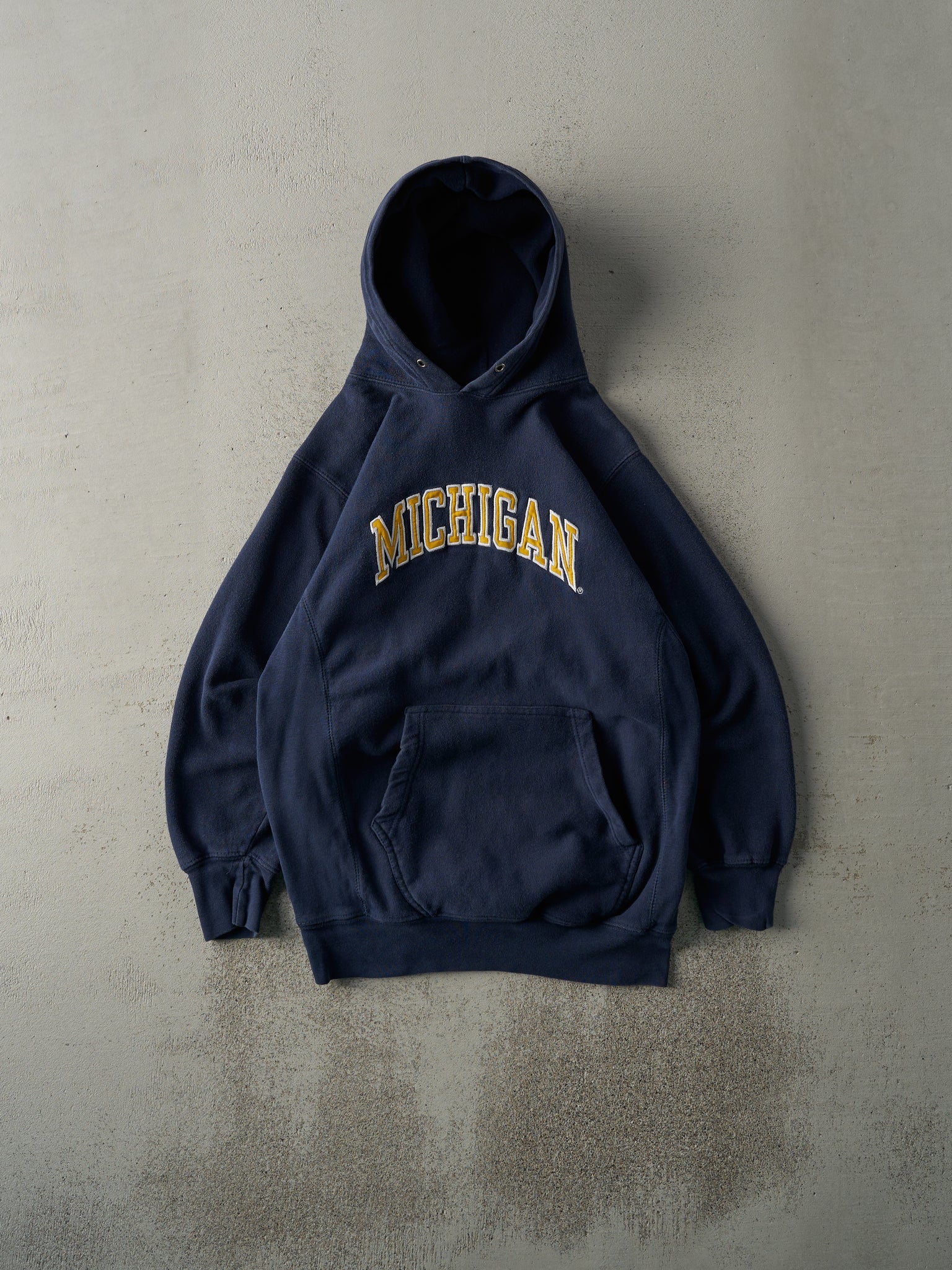 Vintage Y2K Navy Blue Embroidered Michigan Hoodie (S)