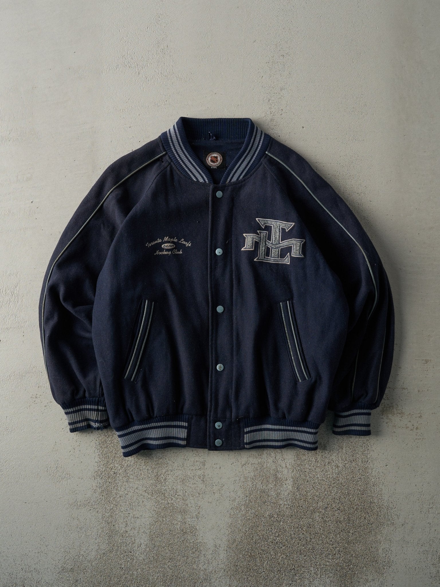 Vintage Navy Blue Toronto Maple Leafs Wool Varsity Jacket (M)