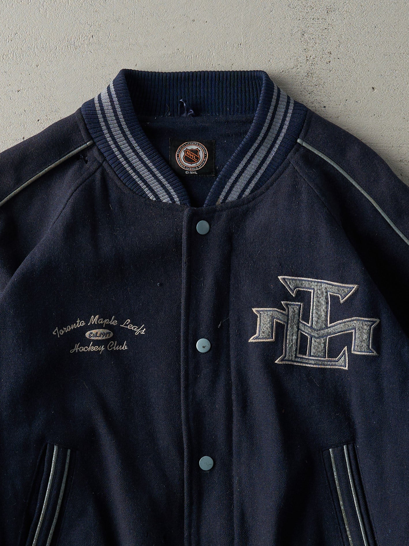Vintage Navy Blue Toronto Maple Leafs Wool Varsity Jacket (M)