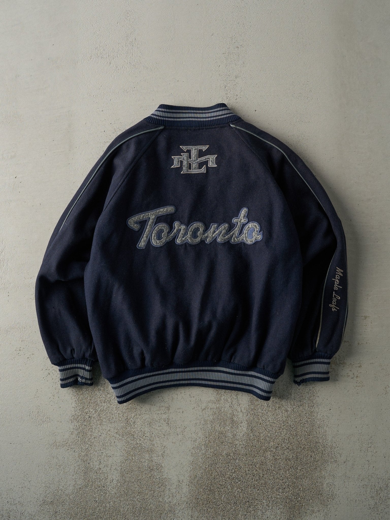 Vintage Navy Blue Toronto Maple Leafs Wool Varsity Jacket (M)