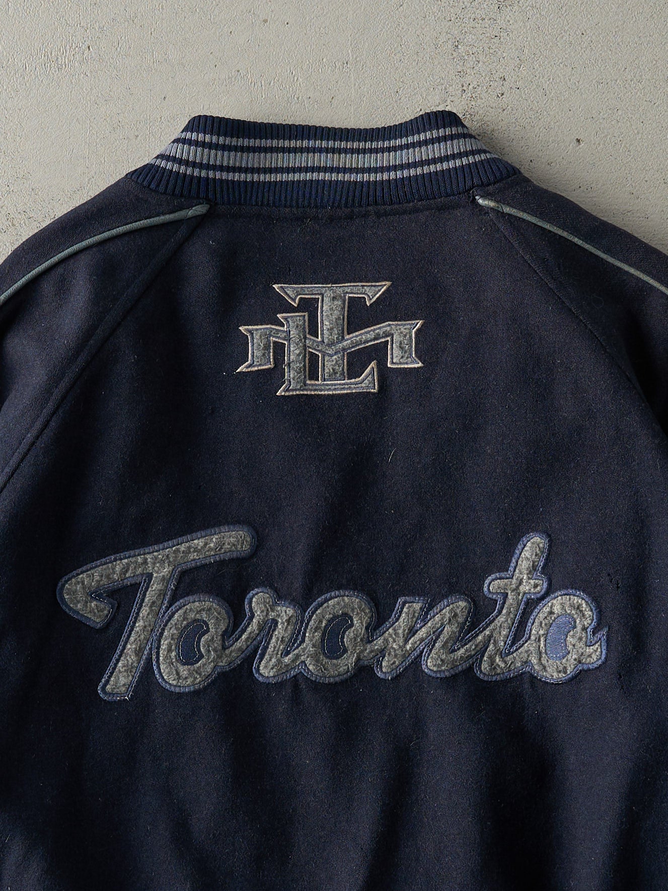 Vintage Navy Blue Toronto Maple Leafs Wool Varsity Jacket (M)