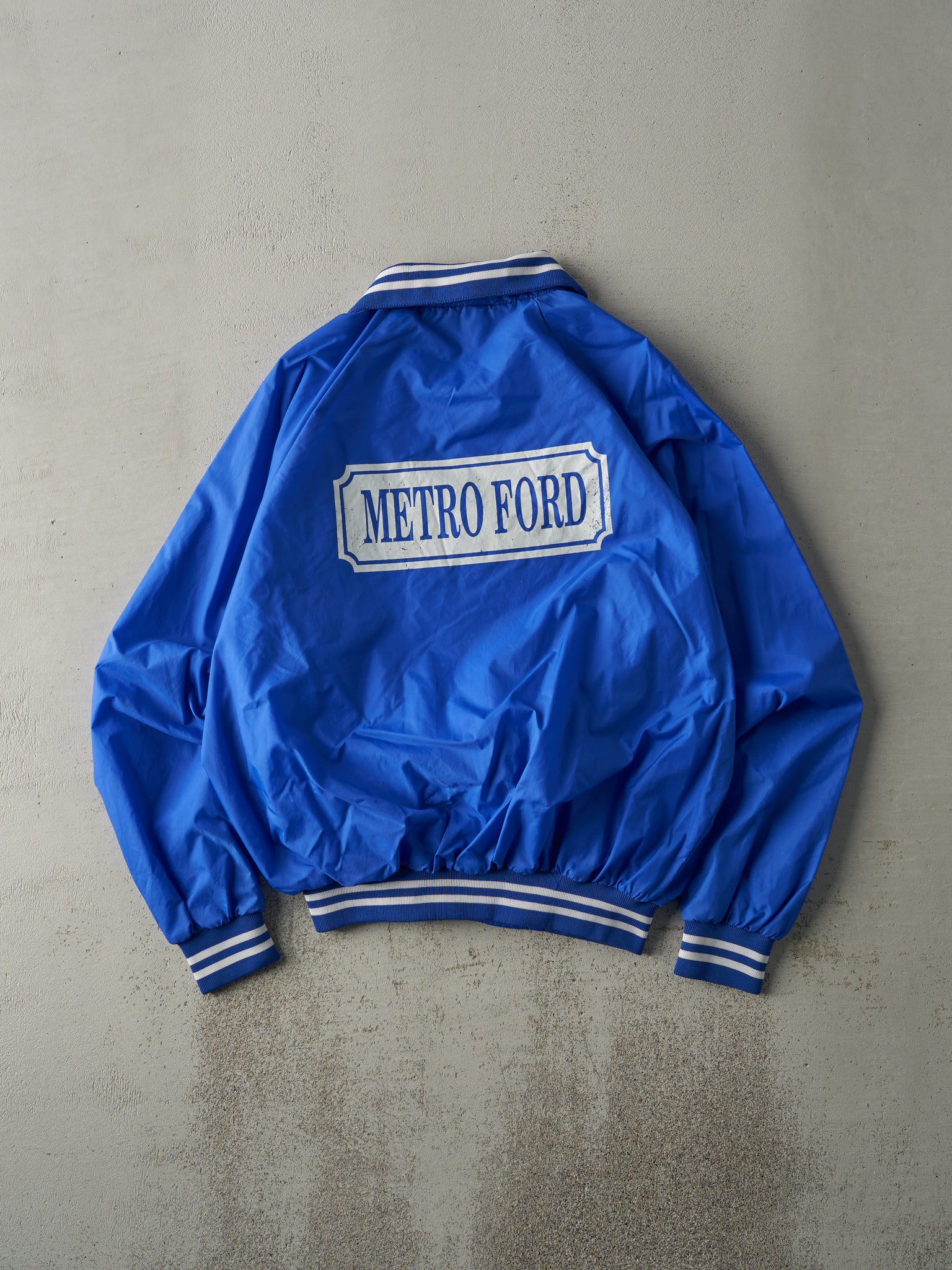 Vintage 80s Blue Metro Ford Nylon Bomber Jacket (M/L)