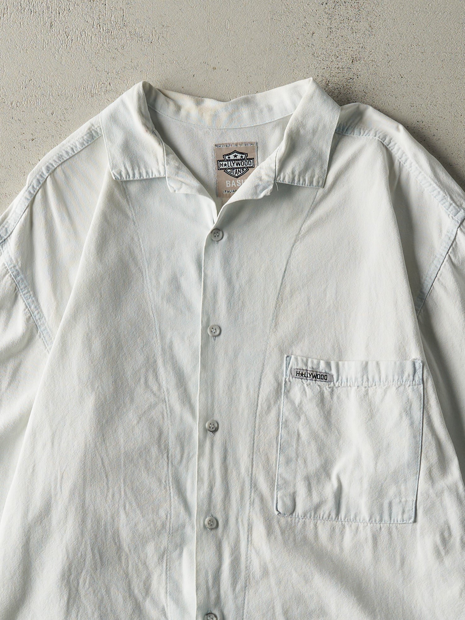 Vintage 90s Light Wash Washed Denim Button Up (M)