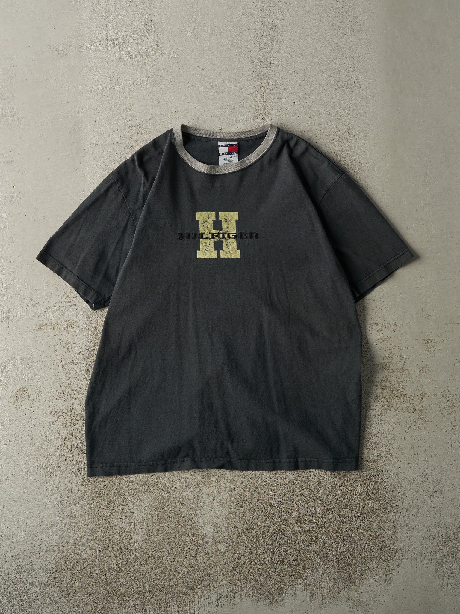 Vintage 90s Faded Black Tommy Hilfiger Tee (L)