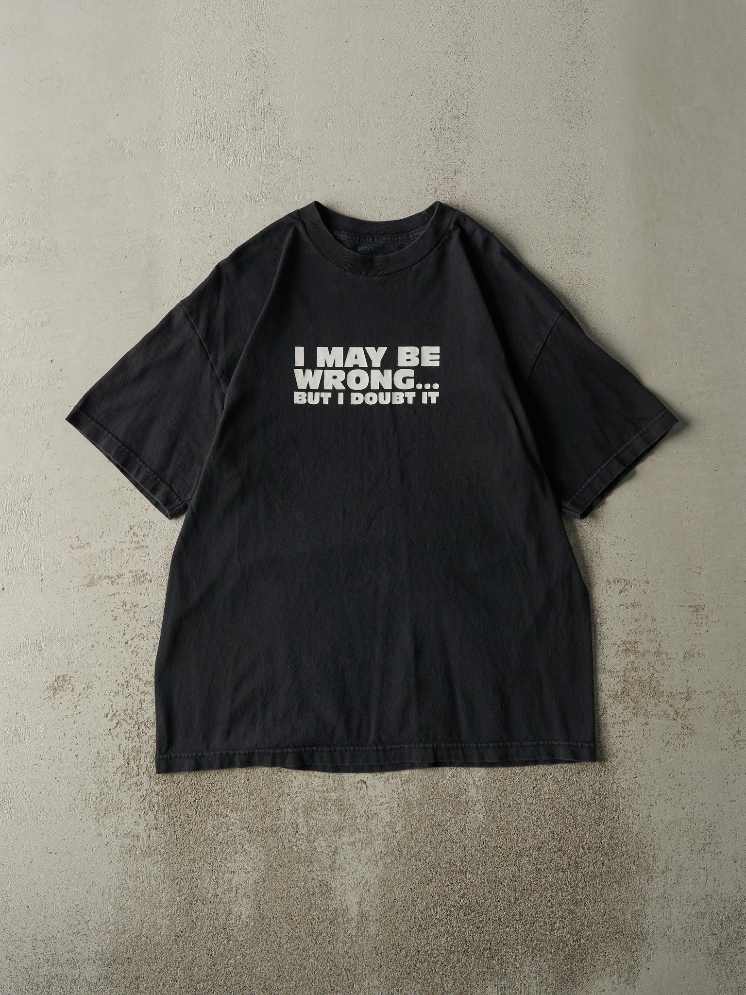 Vintage Y2K Black "I May Be Wrong.." Slogan Tee (M/L)