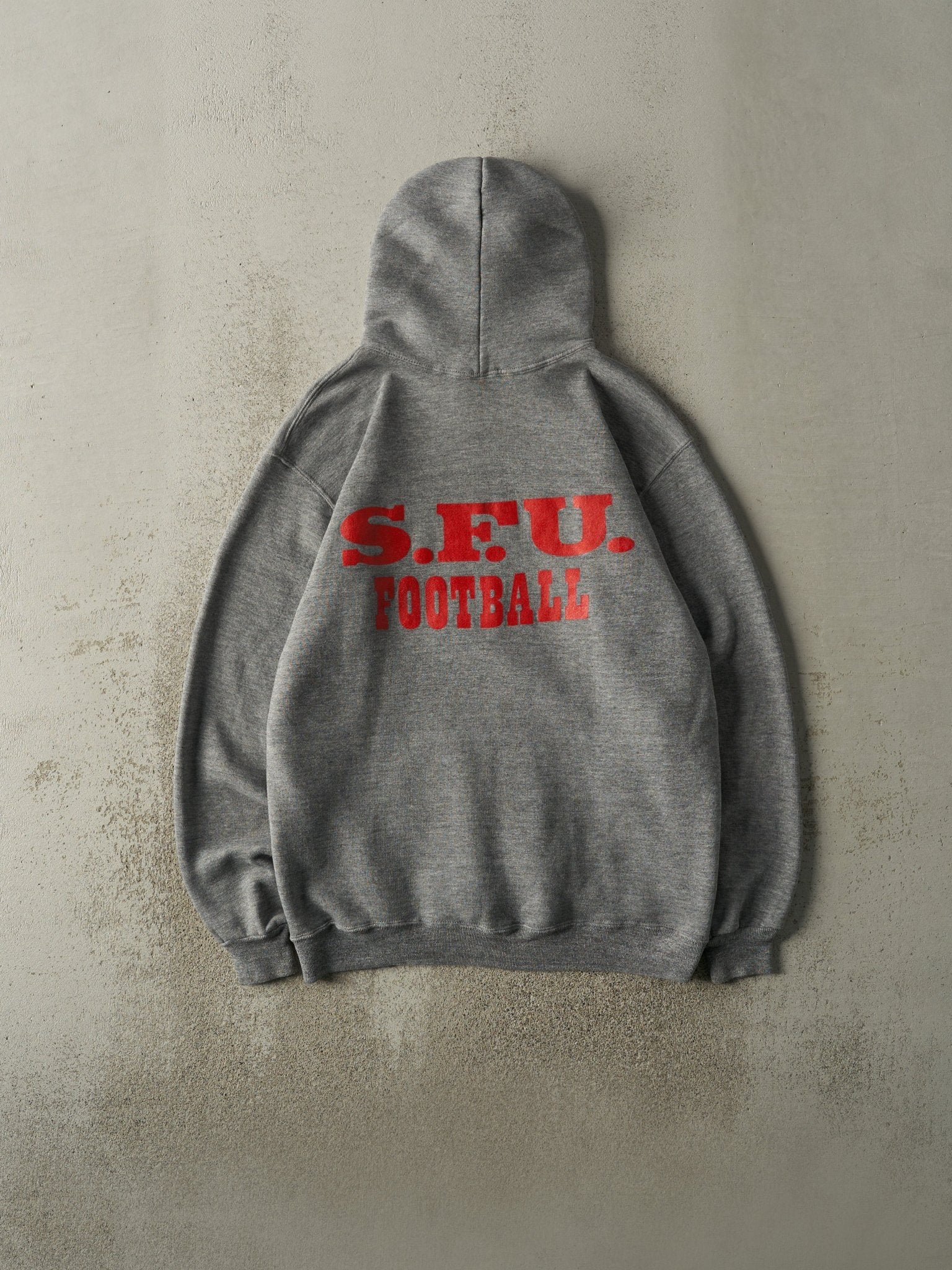 Vintage 90s Grey SFU Football Russell Athletics Hoodie (M)
