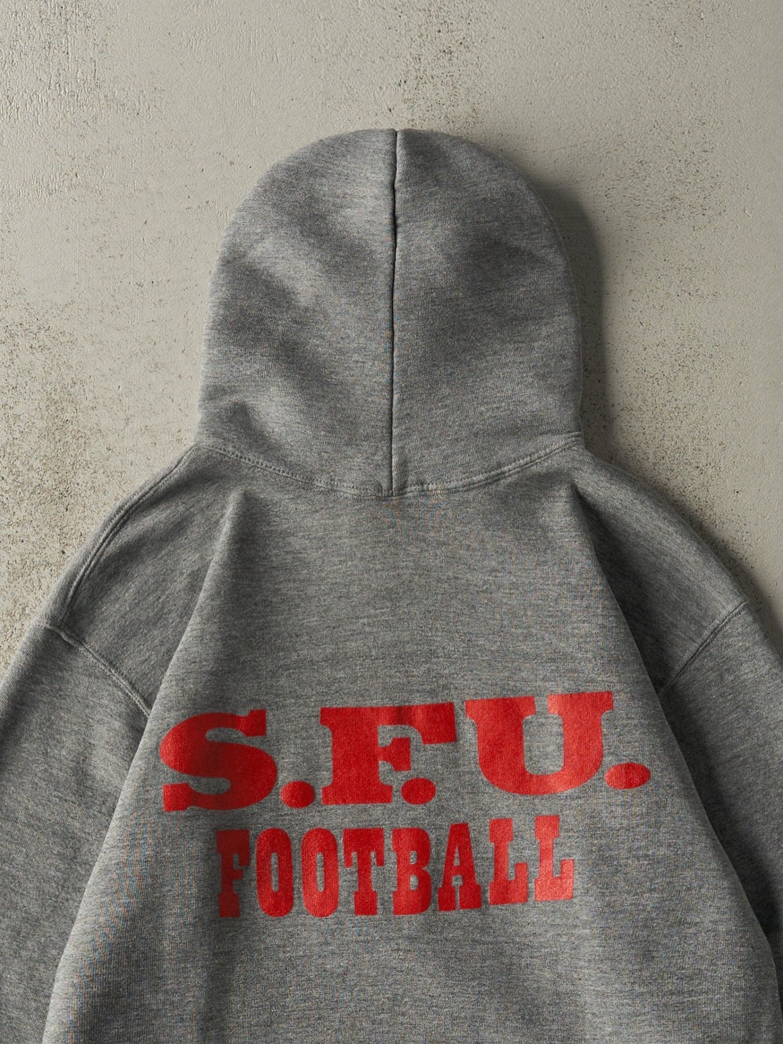 Vintage 90s Grey SFU Football Russell Athletics Hoodie (M)